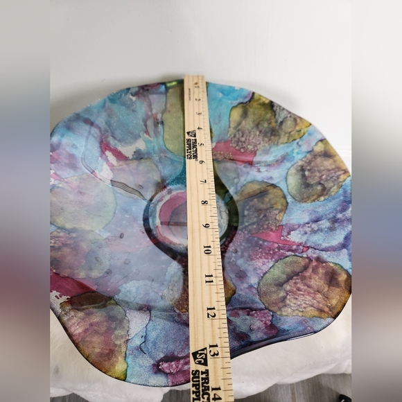 Unique Multicolor Art Centerpiece Bowl – Blue, Red, Green, Gold - Picture 7 of 7